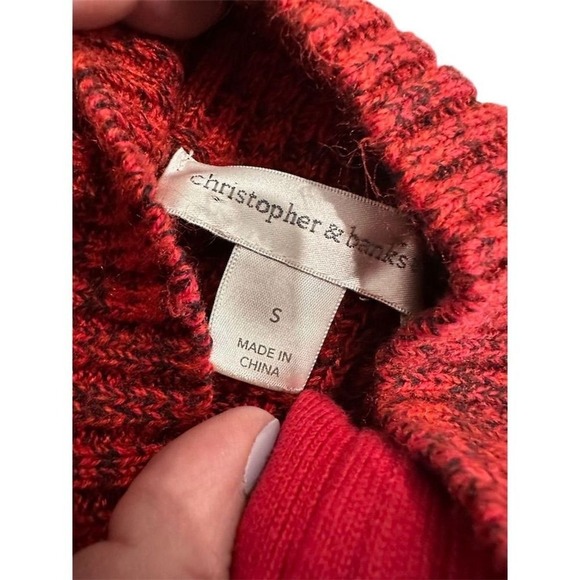 Christopher & Banks Womens Red Knit Pullover Sweater Size Small Long Sleeve - Picture 4 of 5